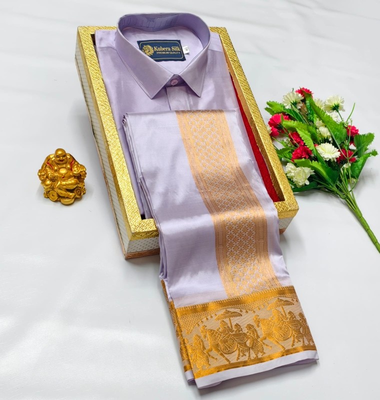 Wedding Pattu Dhoti Shirt