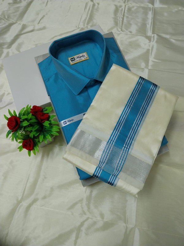 Wedding Pattu Dhoti Shirt