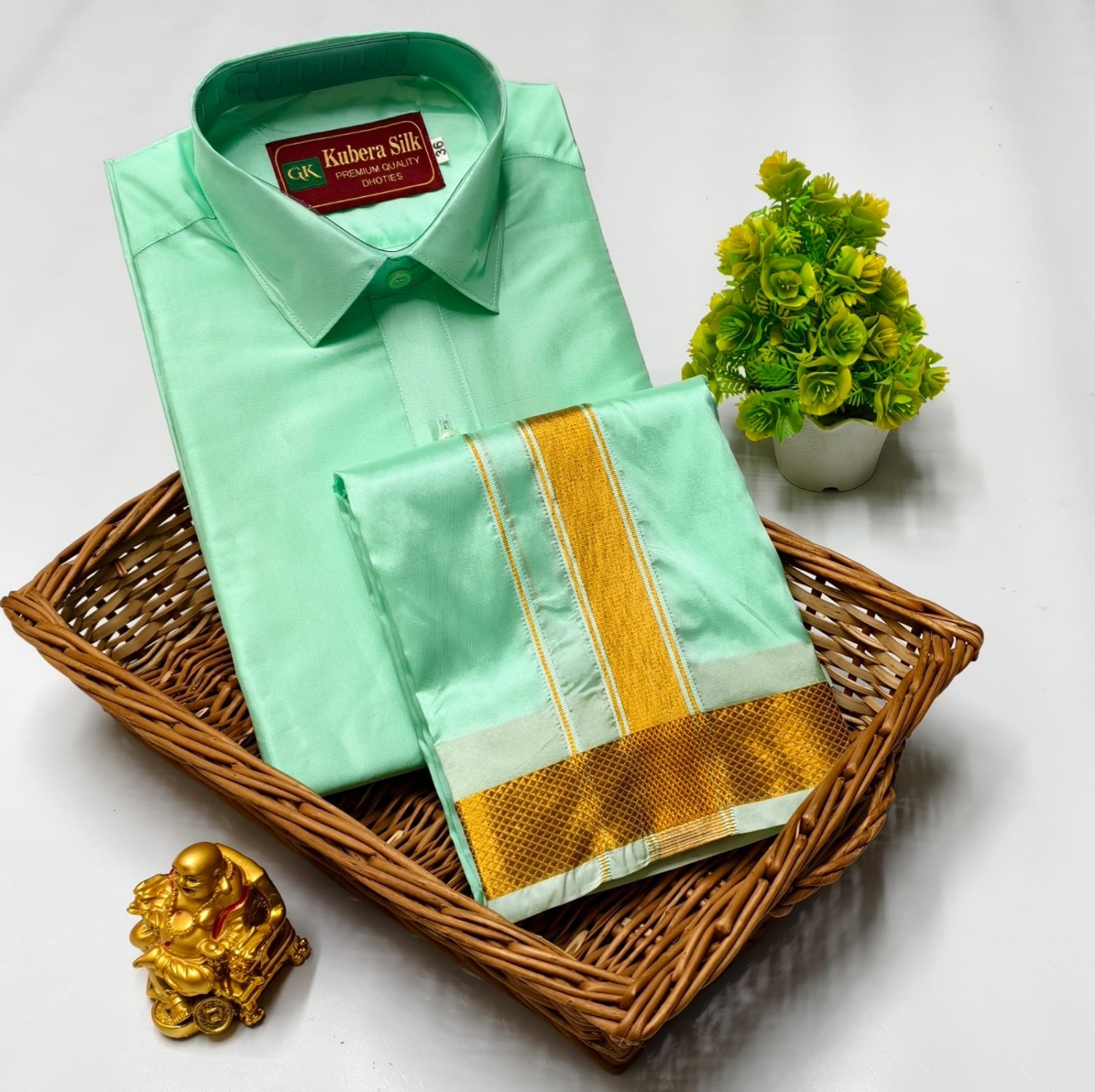 Wedding Pattu Dhoti Shirt