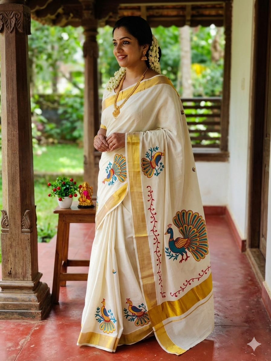 Embroiding work Kerala Cotton