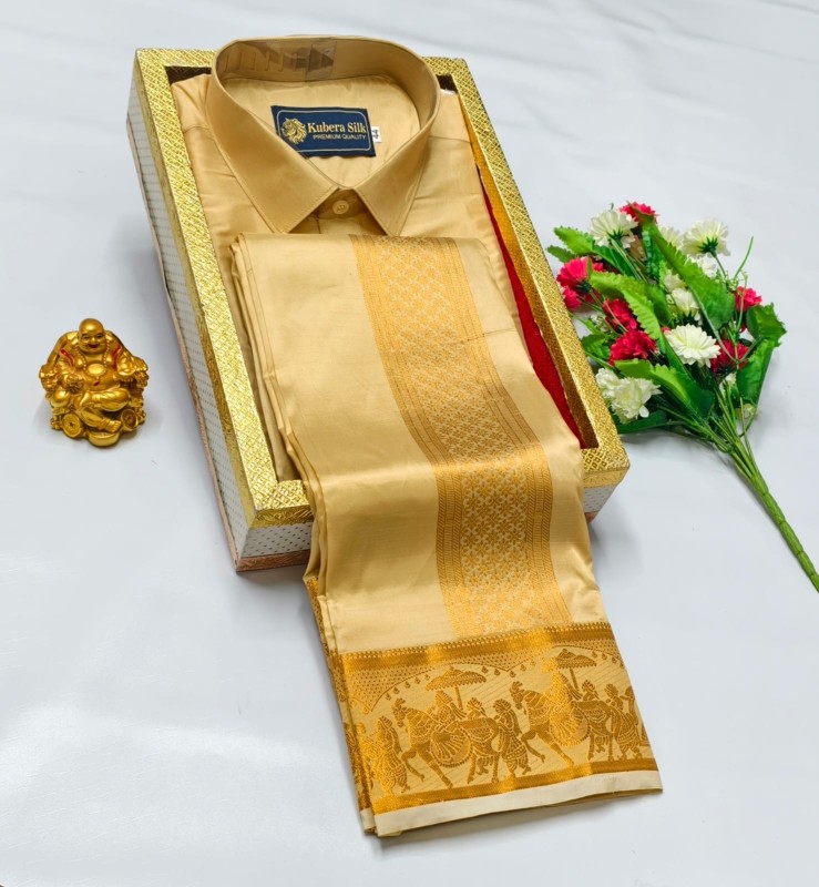 Wedding Pattu Dhoti Shirt