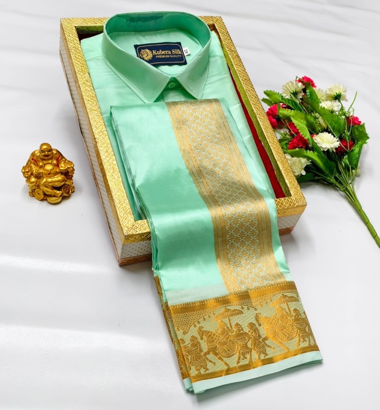 Wedding Pattu Dhoti Shirt