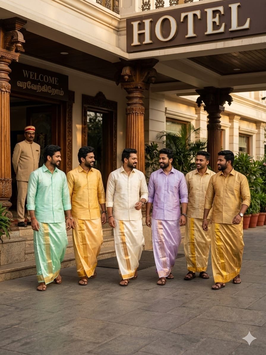 Wedding Pattu Dhoti Shirt