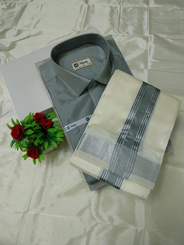 Wedding Pattu Dhoti Shirt